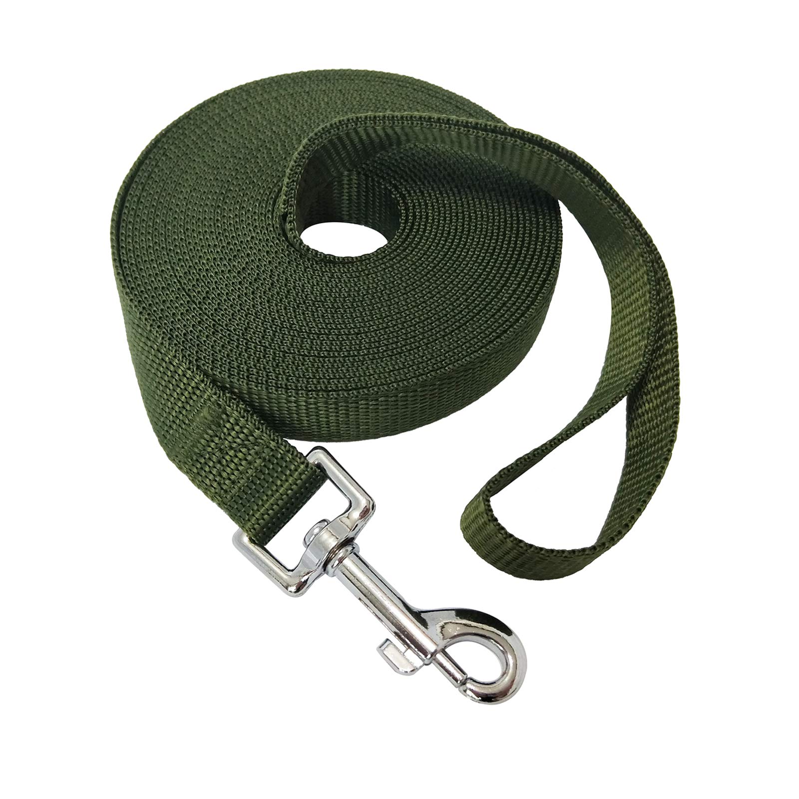 Nylon Training Dog Leash for Small Medium Large Dogs, 15ft 20ft 30ft 50ft Long Leash Dog/Puppy Lead for Obedience Recall Training, Camping (20ft, Green)
