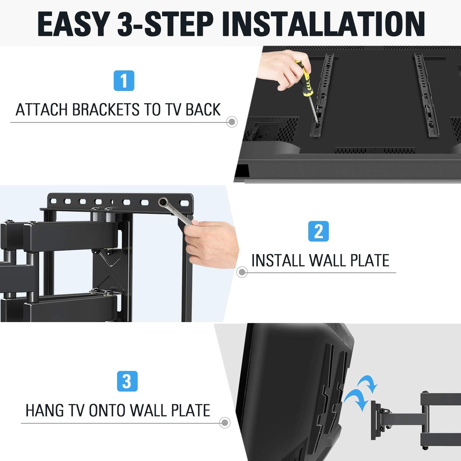 Mounting Dream UL Listed TV Mount TV Wall Mount with Swivel and Tilt for Most 32-55 Inch TV, Full Motion TV Mount with Articulating Dual Arms, Max VESA 400x400mm, 99 lbs. Loading, 16 inch Studs MD2380: Electronics