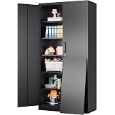 SISESOL Wide &amp; Deep Metal Storage Cabinet with 2 Doors and 5 Adjustable Shelves,72x36x18 Garage Storage Cabinet,Tall Black Locking Metal Cabinets with Lock,Steel Locked Cabinets for Home,Office,Garage