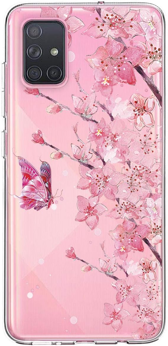Case for Samsung Galaxy A51 Clear Case Soft Silicone TPU Shockproof Cover Flower and Animal Pattern Cover Phone Case for Girls & Women Protective Shell for Samsung Galaxy A51