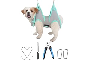 Kkiimatt Dog Grooming Hammock Harness, XS Hanger for Nail Trimming, Grey Sling, Holder Restraint With Thick Neck Support