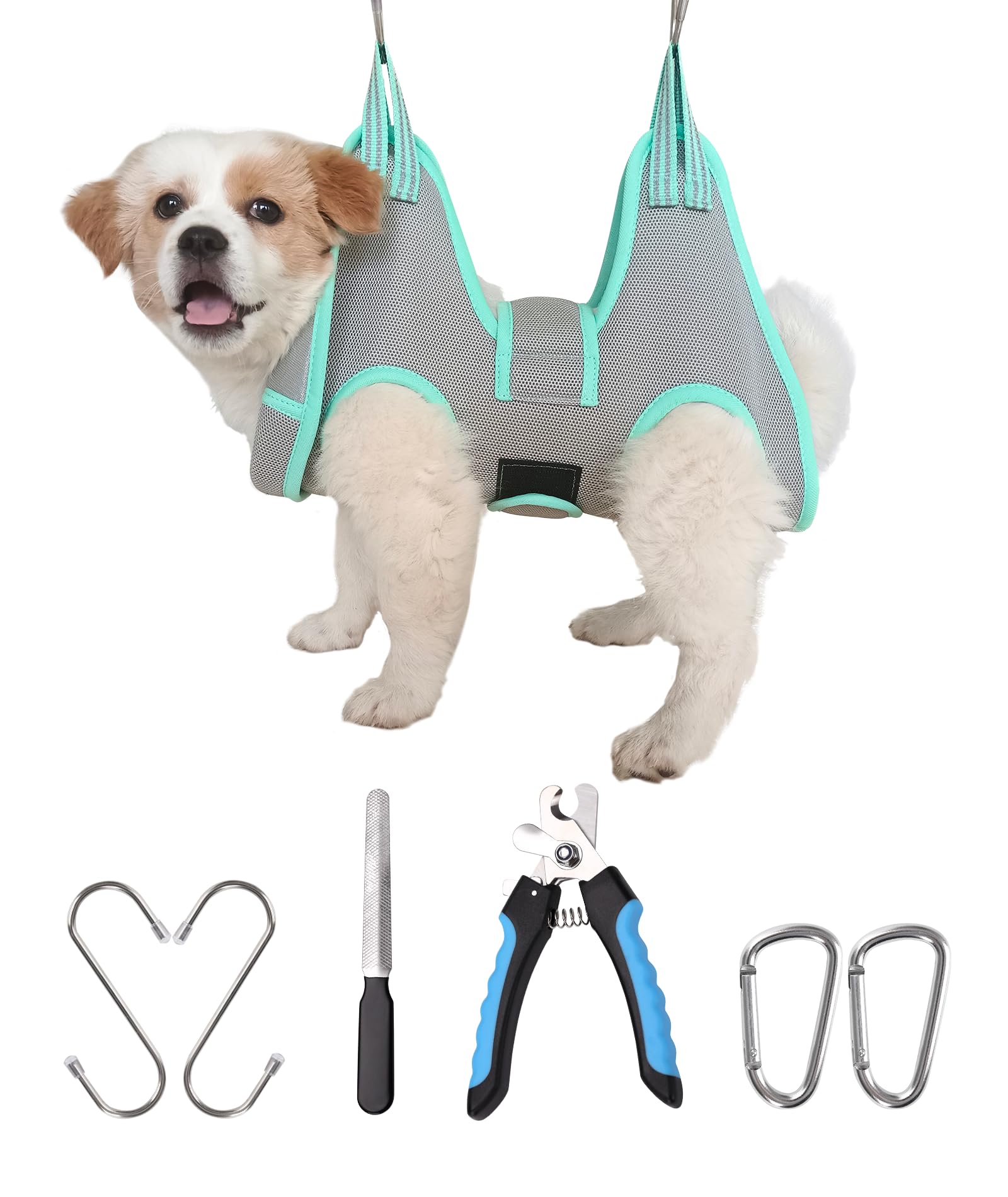 Photo 1 of Kkiimatt Dog Grooming Hammock Harness, XS Dog Hanger for Nail Trimming, Grey Dog Sling Nail Trimming,Dog Holder Grooming Restraint Thick Neck Support
