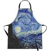 Britimes Apron Home Kitchen Cooking Baking Gardening for Women Men With Pockets Starry Night Oil Painting 32x28 inch