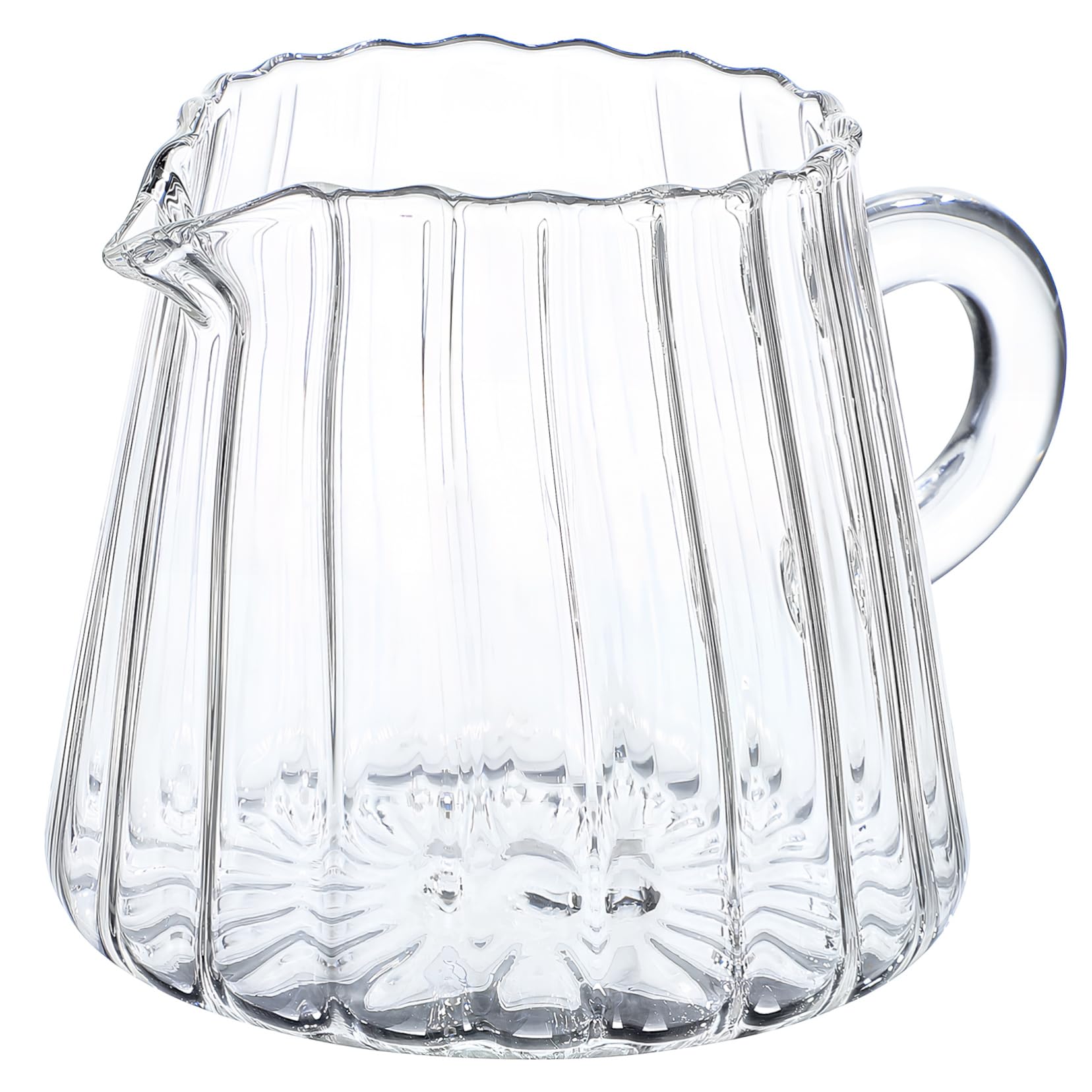 BELLIFFY Glass Milk Jug 200Ml High Borosilicate Creamer Pitcher Small Clear Milk Frothing Jug for Coffee Tea Serving at Home Cafe Restaurant 3.9X2.8X2.5 Inch