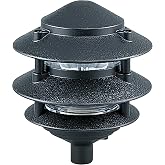 Generation Lighting Hardwired 120V Outdoor Pagoda Path Light, Black | Wet-Rated Aluminum Fixture with Clear Glass, Landscape Path Lights, Garden Lights, or Outdoor Lighting for Driveway Decor