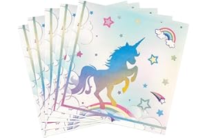 WERNNSAI 50PCS Unicorn Paper Napkins - Unicorn Birthday Party Supplies Disposable Rainbow Dinner Napkins Neon Unicorn Tableware for Kids Girls Princess Fantasy Themed Party