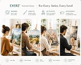 EXERZ 60x60cm Pre-Stretched Canvas 4 Pack 1.7cm 280GSM Cotton Triple Primed view 7
