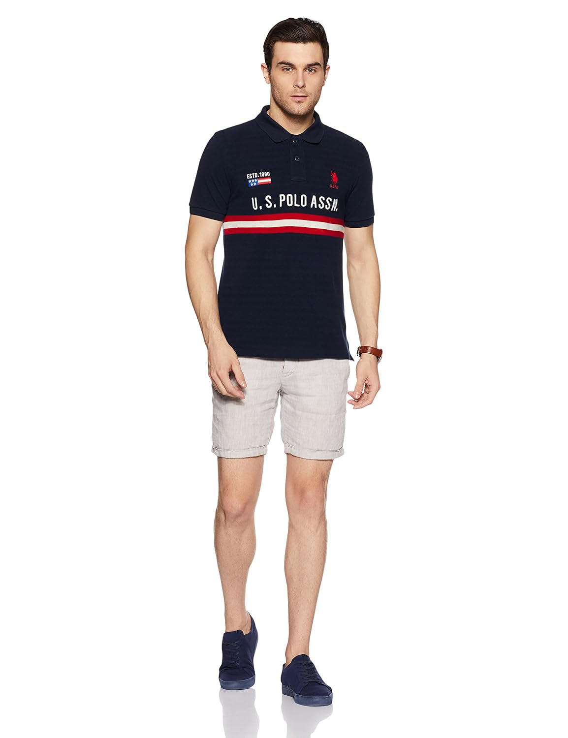 us polo association men's striped regular fit polo