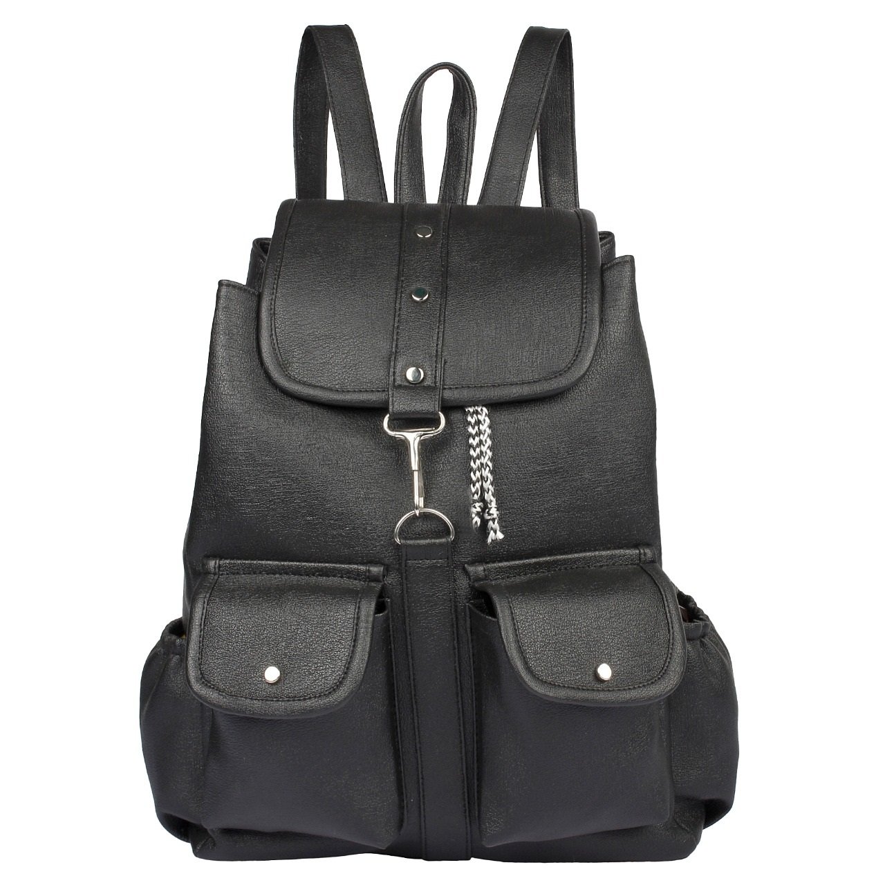 sahal fashion pu black women's backpack