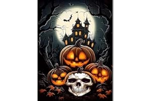 DIYDECORFUN 5D Halloween Diamond Painting Kits for Adults, Horror Castle Diamond Art Dots Painting by Numbers,Full Round Rhinestone Stone Skull Pumpkin Gem Art for Decor 12x16 Inches