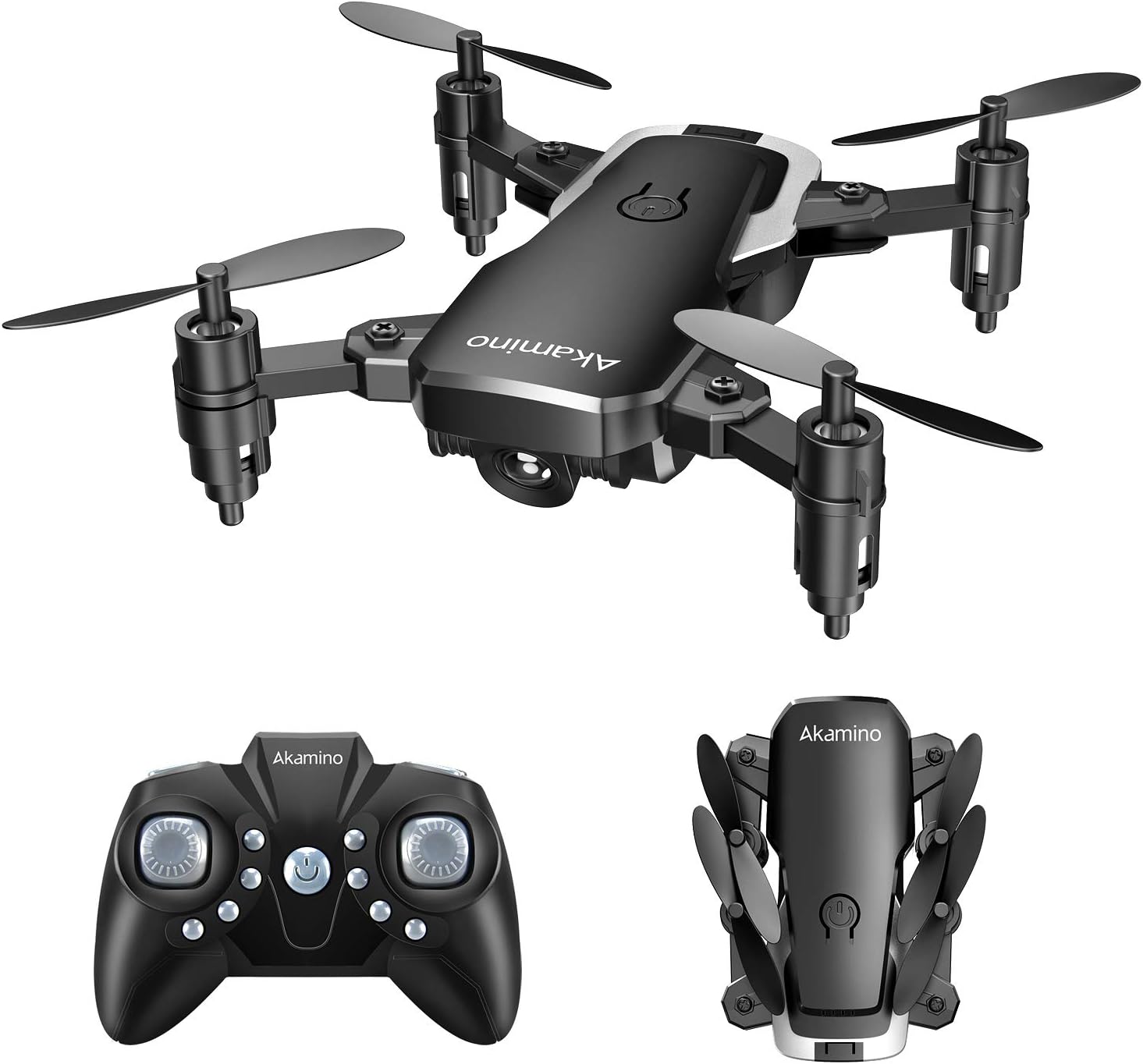 Mini Drone,Akamino Foldable Portable Drones 2.4G Pocket RC Helicopter Equipped with Headless Mode 3D Flip and Altitude Hold Function Easy for Beginners, Kids
