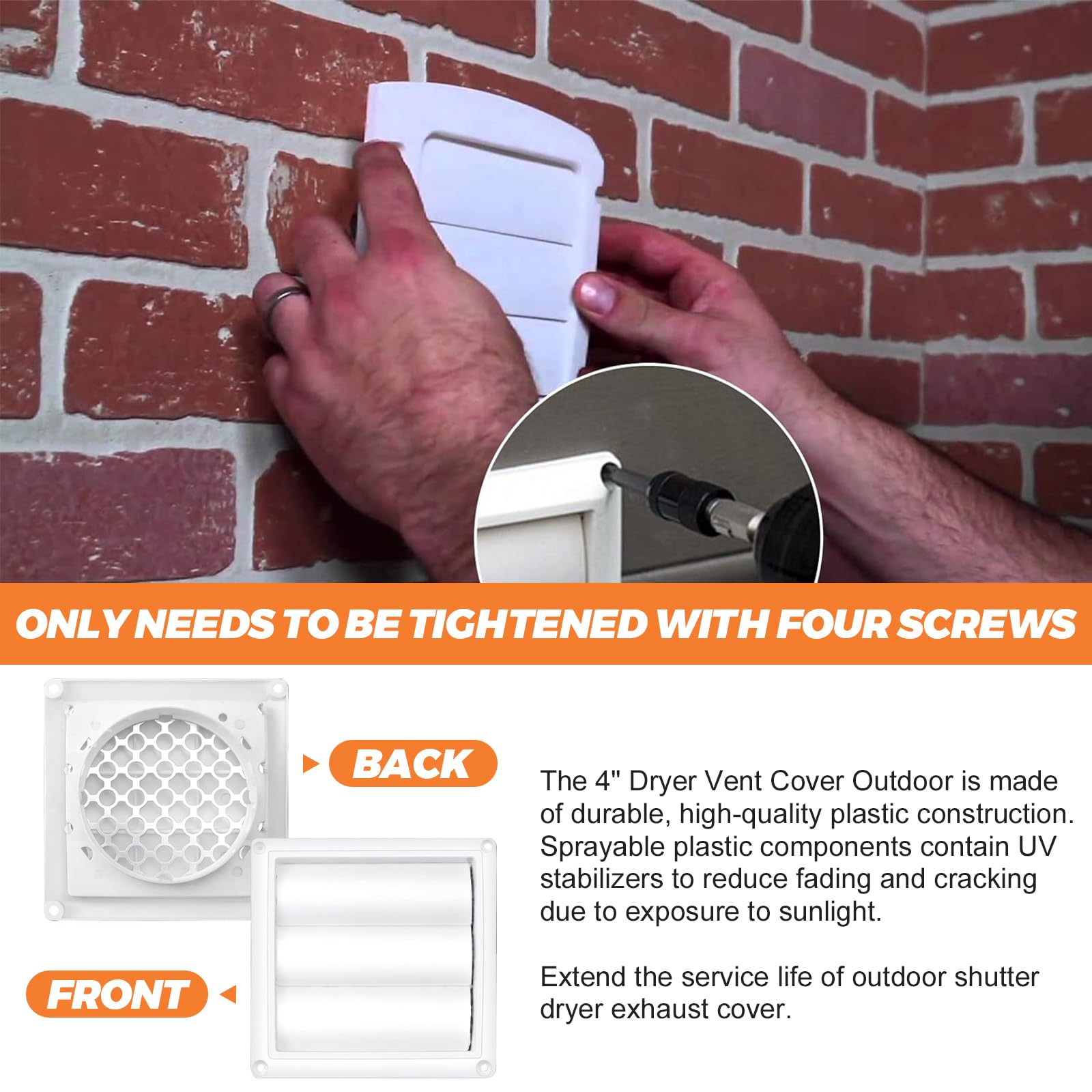 Mua 4" Louvered Dryer Vent Cover by Beaquicy Outdoor White Exhaust Cap with Aluminum Builtin