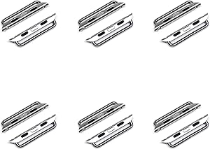 6 Pack Newon Stainless Steel Adapter Compatible with Apple Watch Band, for iWatch 42mm 44mm Sport Series SE/6/5/4/3/2/1 Metal Clasp Hardware Connector Lug - Silver 42/44