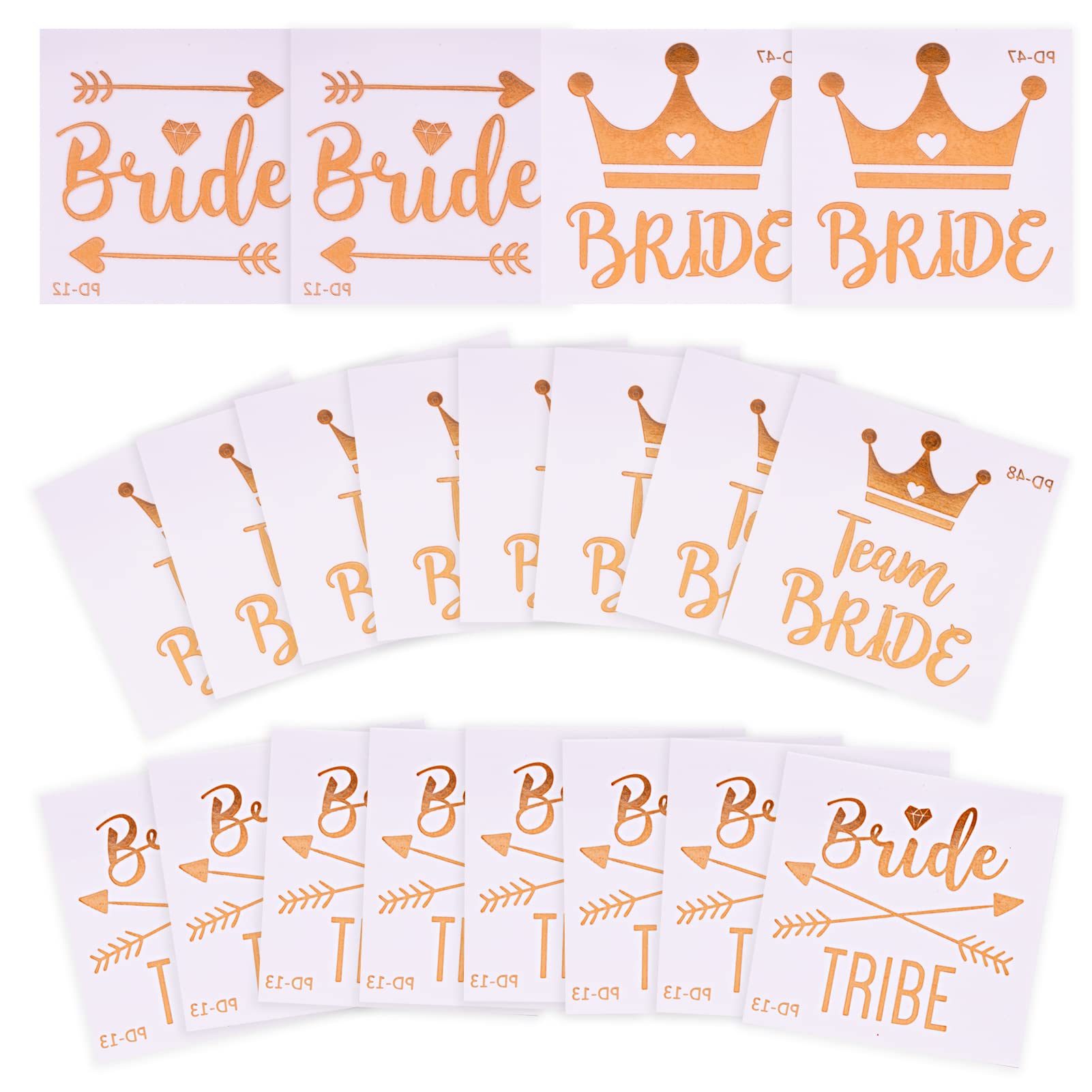 20-Pack Team Bride Temporary Tattoos for Hen Party Gold Bachelorette Party Accessories