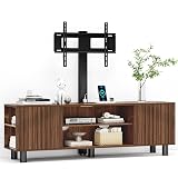 Lamtor TV-Stand with Mount and Power Outlet, Fluted TV Stand for 65 70 75 Inch TV, Entertainment Center with Storage, Media Console Table for Living Room, Walnut