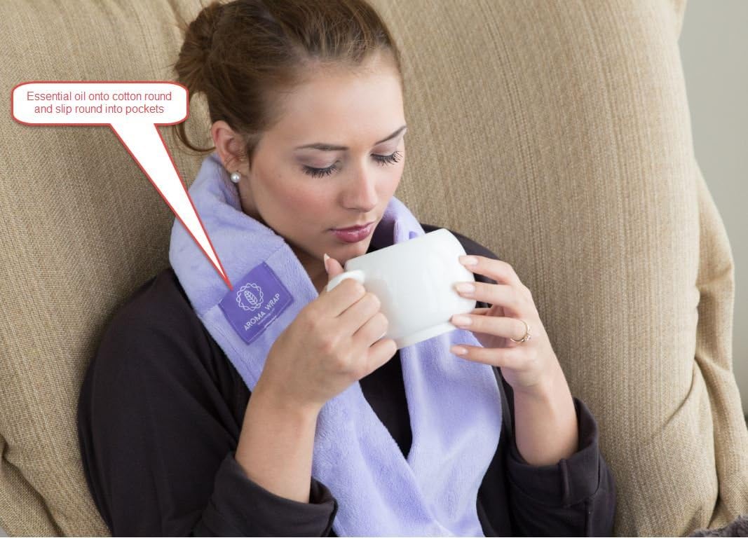 Aroma Wrap Heated or Cooled Herbal Neck Wrap with an Essential Oil Pack, Logo Pocket Choice of Aroma Wrap or Bible Verse (Lavender)