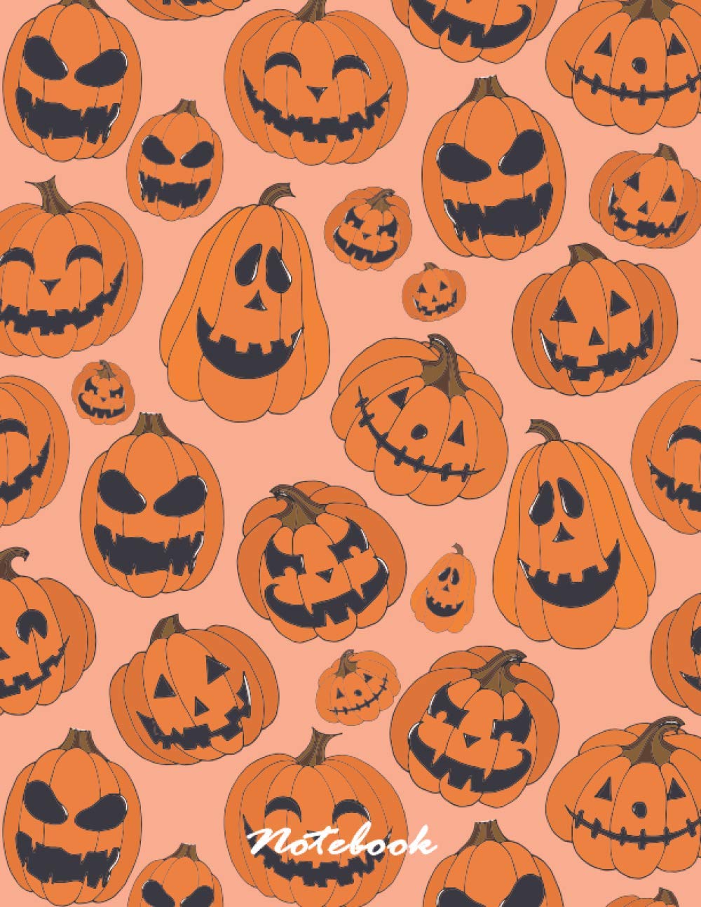 Notebook: Halloween pumpkin orange cover and Lined pages, Extra large (8.5 x 11) inches, 110 pages, White paper (Halloween pumpkin orange notebook)