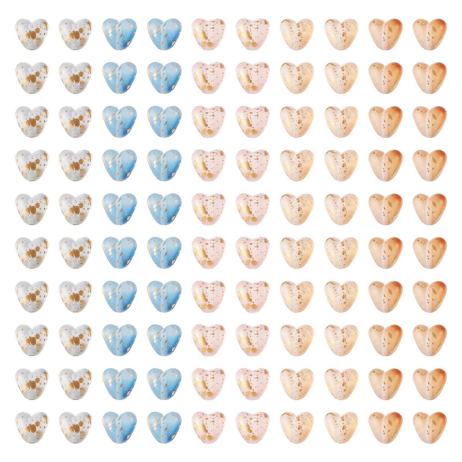 Spritewelry 100Pcs Acrylic Heart Beads Transparent Frosted Heart Loose Craft Beads Clear Colorful Acrylic Spacer Beads for DIY Friendship Bracelet Necklace Jewelry Making Key Chains Supplies