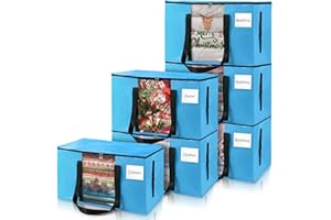 BONOTIE Extra Large Heavy Duty Moving Bags, Blue Storage Tote Bags for Moving, Packing, Traveling, College Dorm Move-in, Clothes, Space Saving (6 Pack, Blue with Window)