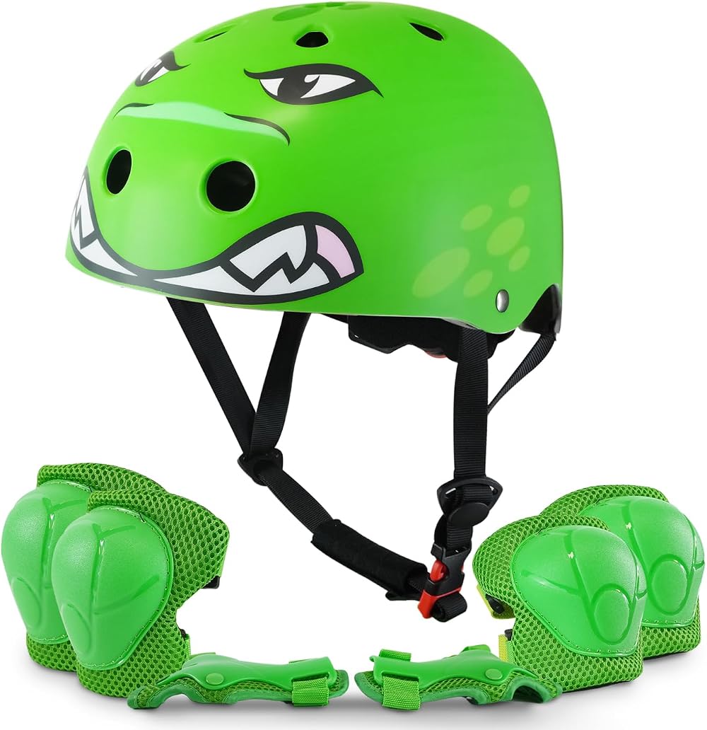KAYMAN Kids Bike Helmet 3-12 Adjustable Safety Gear Set 7 in 1