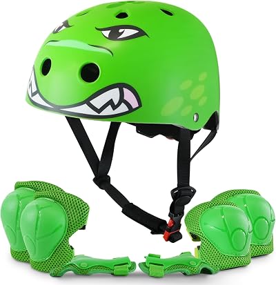 KAYMAN Kids Bike Helmet 3-12 Adjustable Safety Gear Set 7 in 1