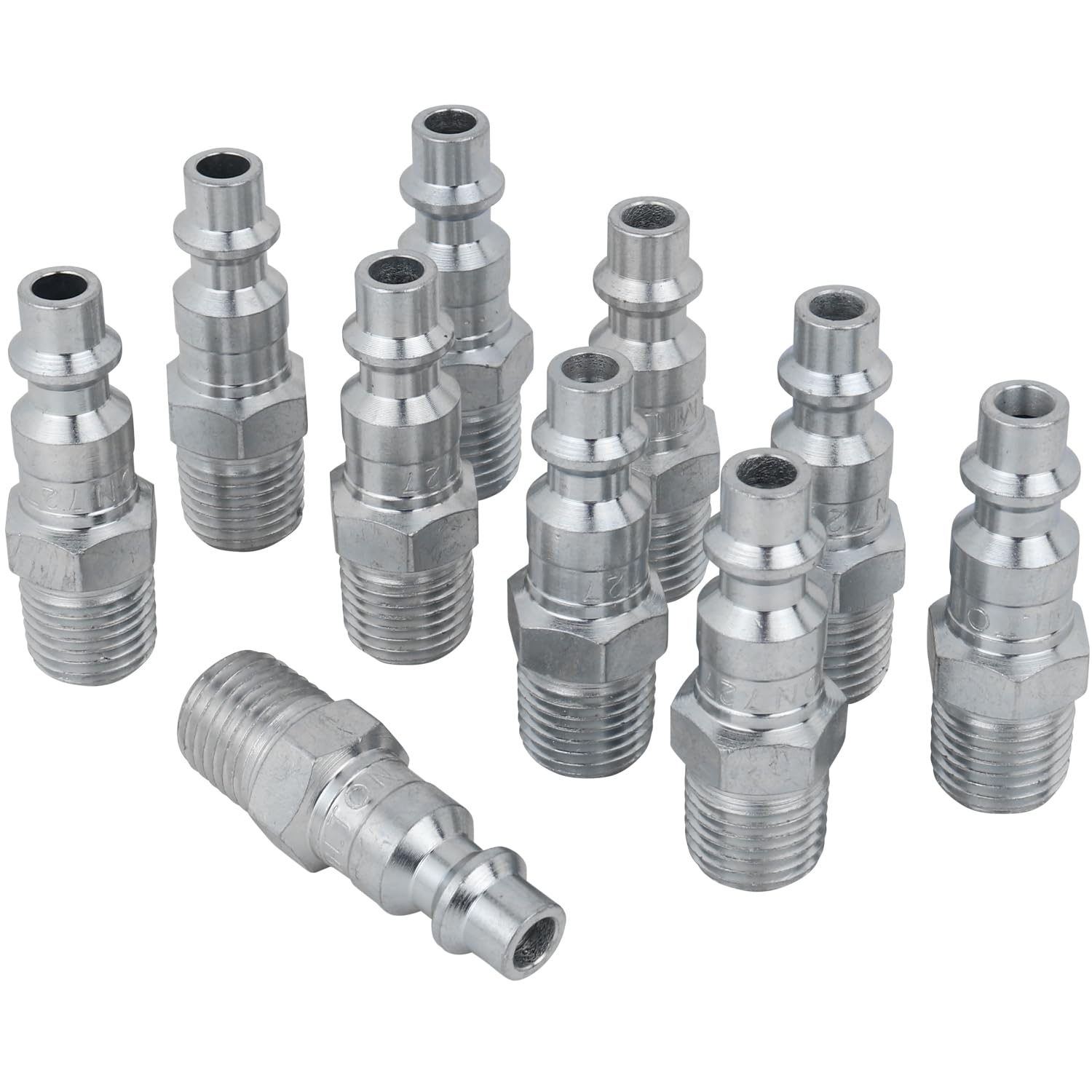 Industrial Air Plug, M-Style®, 1/4" MNPT, Air Compressor Fitting, Air Hose Quick Connect Fitting, 727 (Pack of 10)