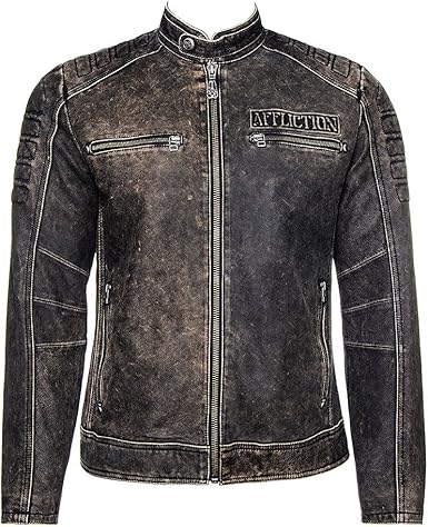 Amazon Com Affliction Men S Iron Head Leather Jacket Black Clothing