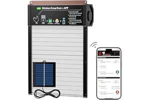 NYPOTS Automatic Chicken Coop Door Solar Powered, App Programming Automatic Chicken Door with Timer & Light Sensor Mix 4-Modes, Solar Chicken Coop Door with Anti-Pinch, Durable & Weatherproof Chicken Door