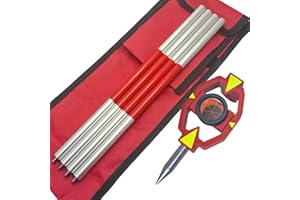 GMP111 Mini Surveying Prism Copper-Coating with 4 Extendable Aluminum Poles, Constant 17.5mm/-30mm/0mm Offset, Survey Mini Pr