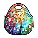 ICOLOR Colorful Tree Insulated Neoprene Lunch Bag Tote Handbag lunchbox Food Container Gourmet Tote Cooler warm Pouch For School work Office