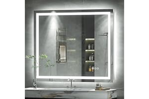 ODDSAN 40 x 38 LED Bathroom Mirror for Vanity, Rectangle Lighted Vanity Mirrors with Lights, Dimmable, Anti-Fog, Shatter-Proof, ETL Listed (Front Lighted + Backlit)