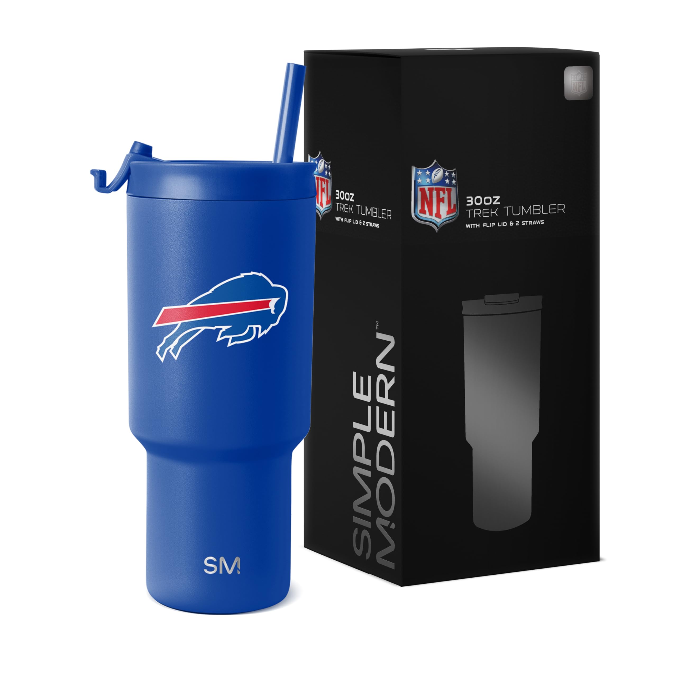 Simple Modern Officially Licensed NFL Buffalo Bills 30 oz Tumbler with Flip Lid and Straws | Insulated Cup Stainless Steel | Gifts for Men Women | Trek Collection | Buffalo Bills Image