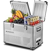 BODEGA 53 Quart (50L) Portable Car Refrigerator, 12V Dual Zone Car Fridge Freezer, Lightweight Aluminum Electric Cooler with 