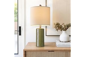 G-SAFAVA 20.25" Small Single Table Lamp for Bedroom Modern Ceramic Nightstand Lamp Farmhouse Bedside Lamp Boho Living Room End Side Table Lamp, Green