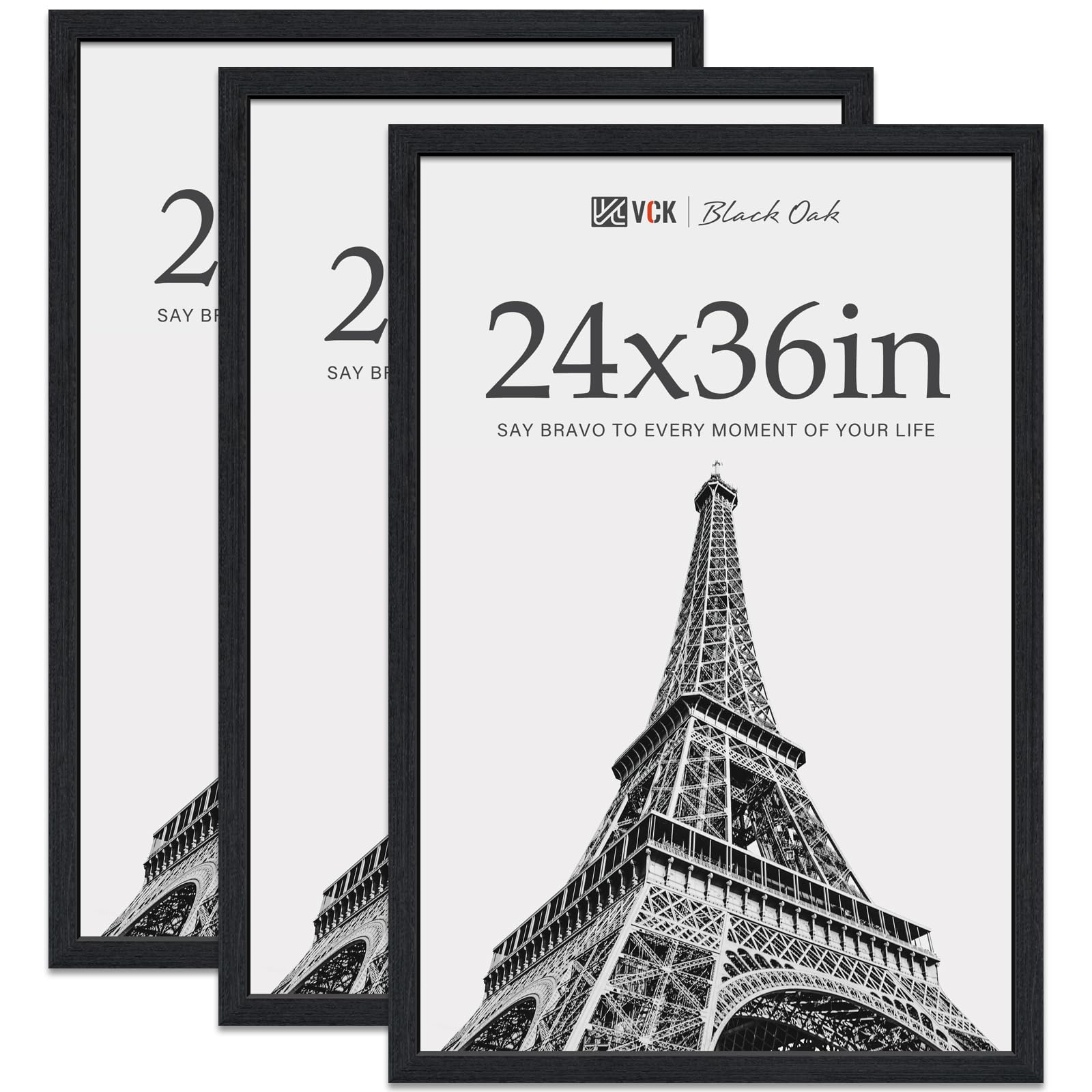 Photo 1 of *MAJOR DAMAGE*
VCK 24x36 Poster Frame Black Oak - 3 Pack, Exclusive Natural Textured Solid Wood Picture Frame, Wall Hanging