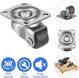 Sibba 8 Pcs Soft Rubber Swivel Caster Wheels 0.5 Inch Low Profile Adhesive view 3
