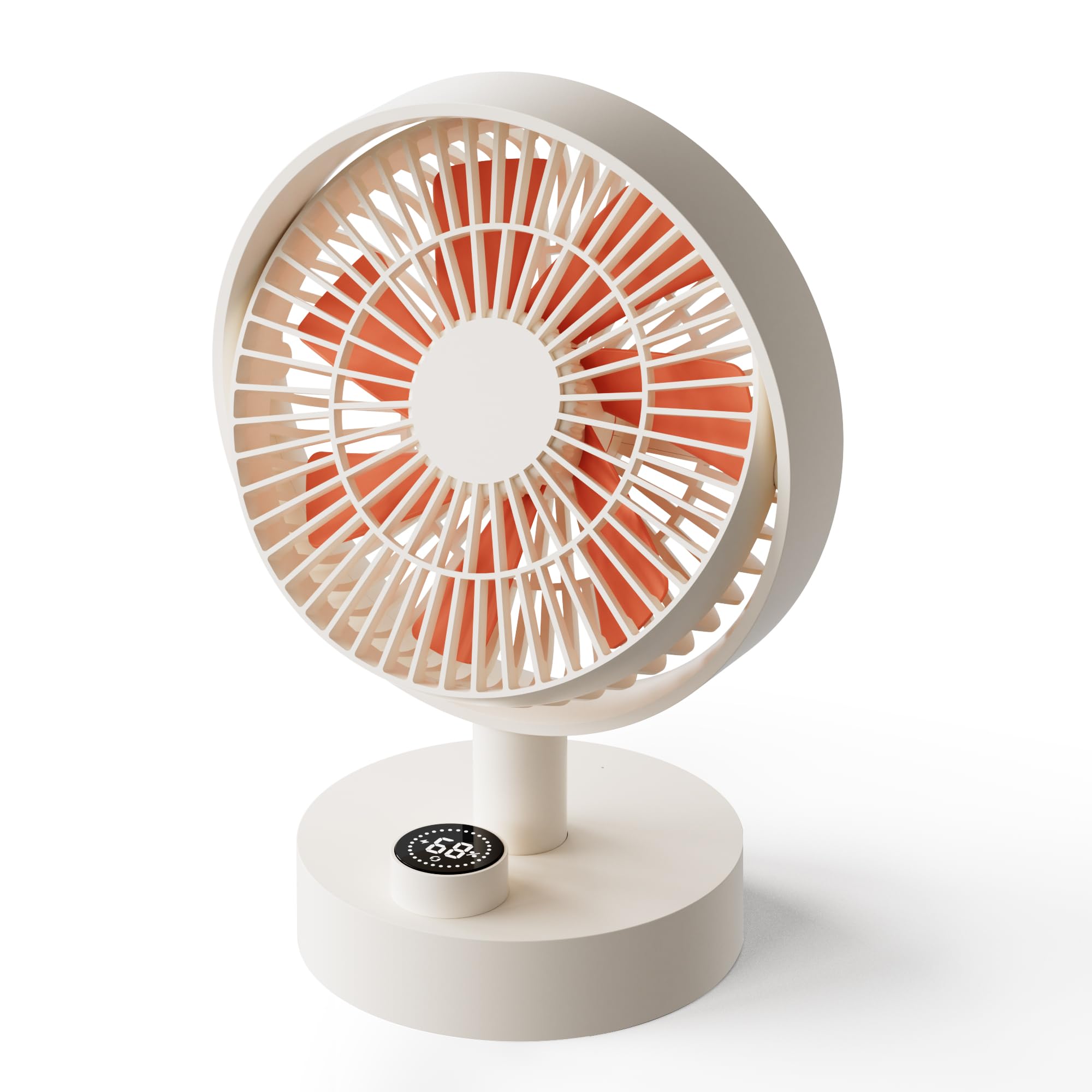 Photo 1 of SOTHING Desk Fan, 18dB Ultra-Quiet, 6.6-inch Small Fan with 10-Speed, 160° Oscillating, 7hrs Battery Life, USB-C Rechargeable, Digital Display, Small Desk Fan for Bedroom, Dorm, Office - White
