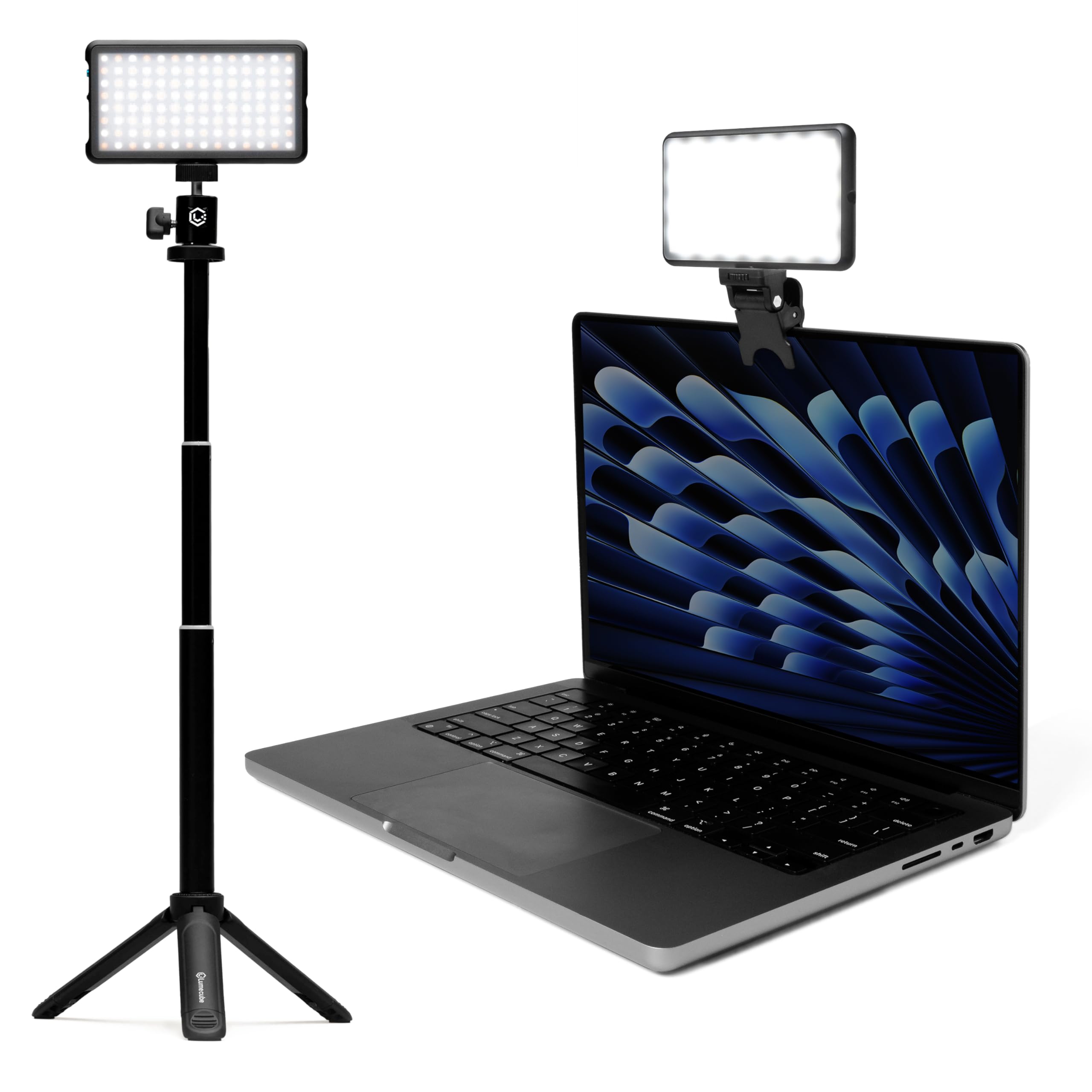 Lume Cube - Broadcast Lighting Kit - Webcam Light for Computer - Video Conference Lighting Kit for Laptop - Adjustable Brightness & Color Temperature - Tripod & Suction Mount