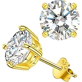 Moissanite Stud Earrings for Women, Lab Created Diamond Solitaire Earrings Gold Vermeil 925 Sterling Silver Jewelry Gift Women Men