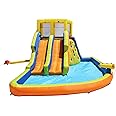 BANZAI Double Drench Water Park, Length: 15 ft, Width: 11 ft 5 in, Height: 8 ft 4 in, Inflatable Outdoor Backyard Water Slide Splash Toy