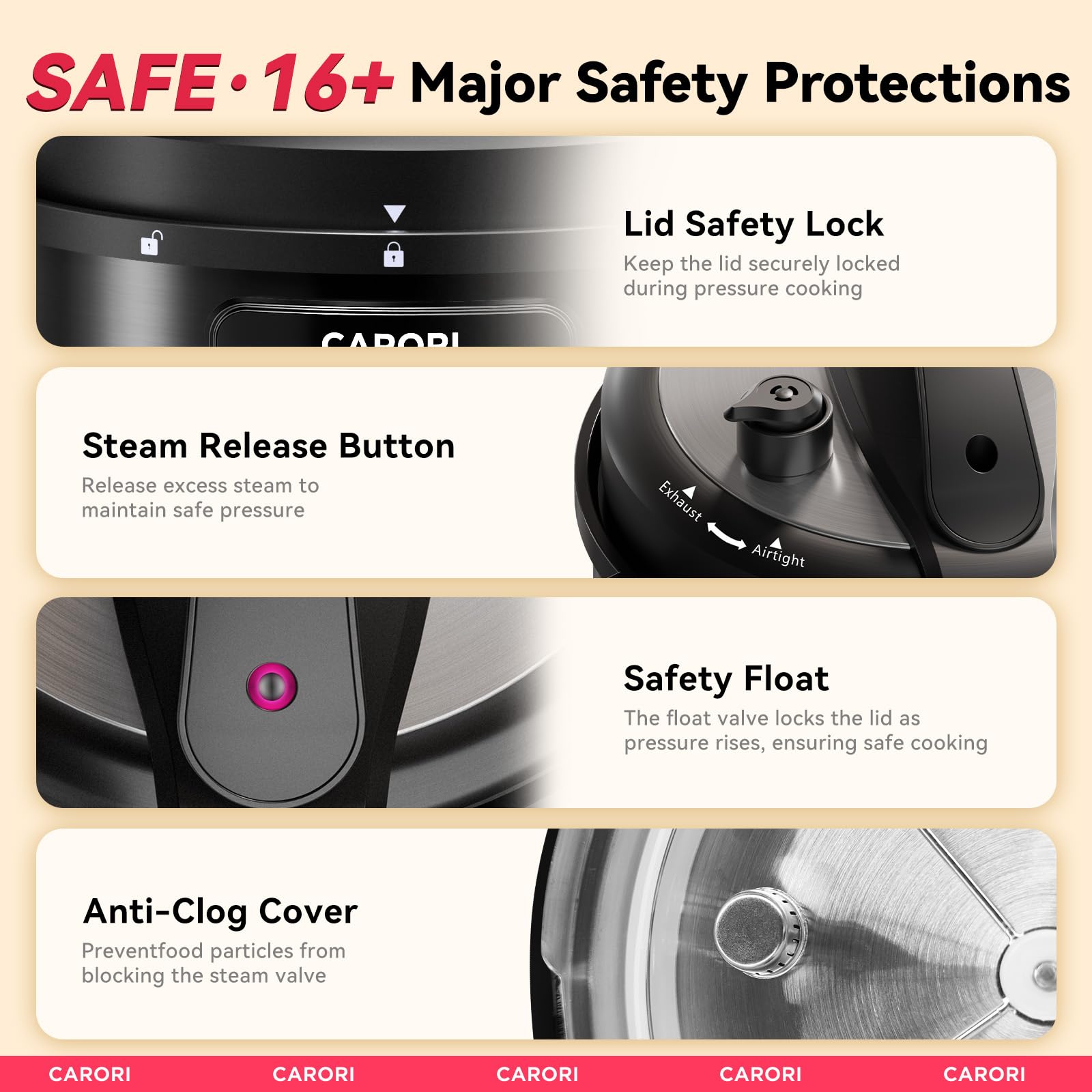 1200W 12-in-1 Electric Pressure Cooker 8Qt, Stainless Steel Pressure Cooker, Slow Cook Rice Cooker Steamer Sauté, Yogurt Maker, Warmer & Sterilizer with Recipe, Safer Venting Design, Black