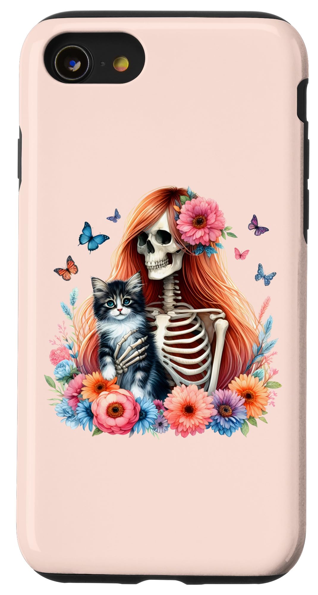 iPhone SE (2020) / 7 / 8 Female Skeleton And Cute Kitten Cat Lovers Halloween Vintage Case