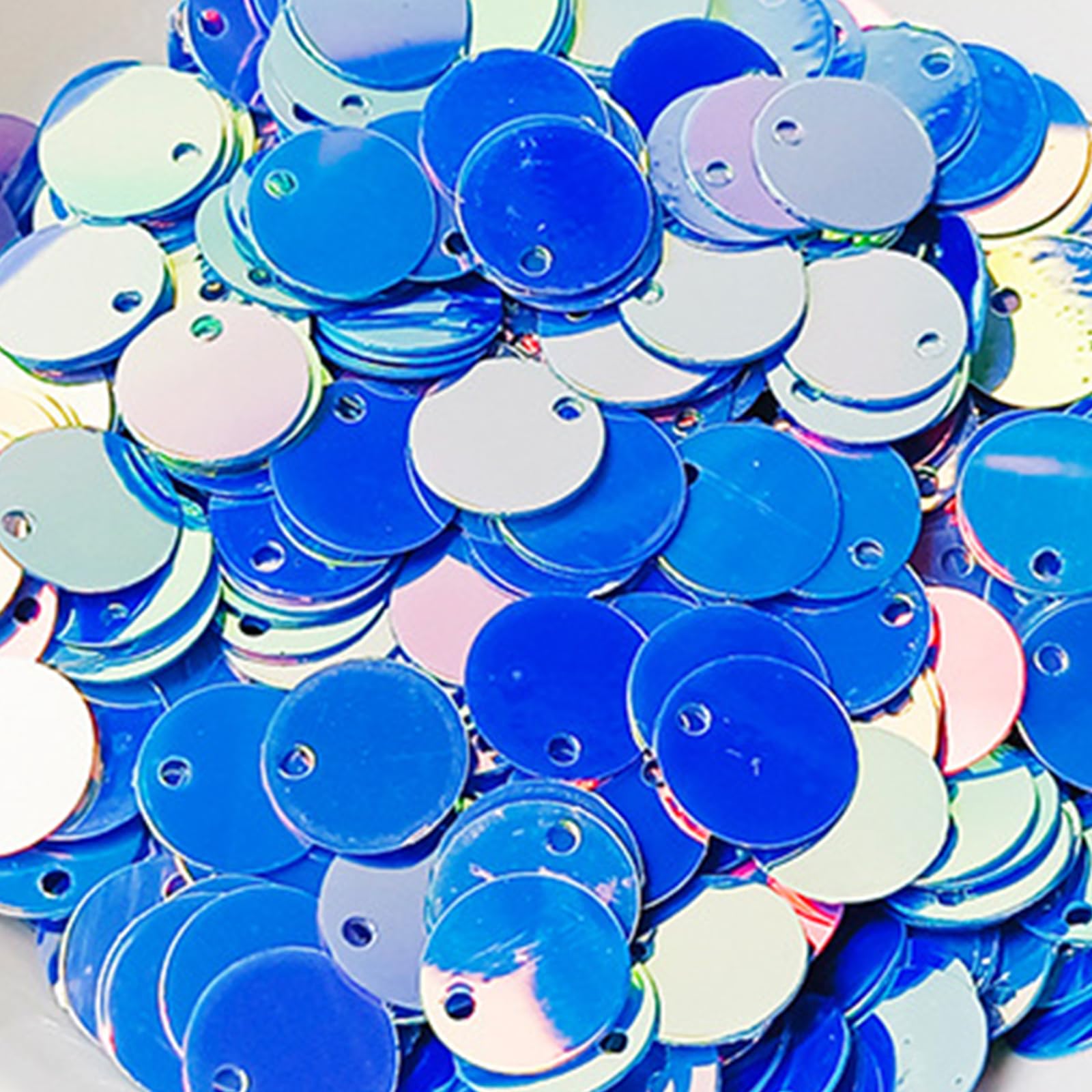 Flat Round Sequin Paillettes, Plastic Loose Sequins, Blue Shiny Sequins Iridescent Spangles for Crafts, Scrapbooking, Sewing Decorations