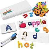 Coogam Reading & Spelling Learning Toy, Wooden Letters Flash Cards Sight Words Matching ABC Alphabet Recognition Game Prescho