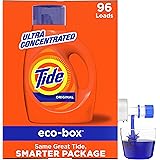Tide Liquid Laundry Detergent Soap Eco-Box, Ultra Concentrated High Efficiency (HE), Original Scent, 96 Loads