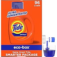 Tide Liquid Laundry Detergent Soap Eco-Box, Ultra Concentrated High Efficiency (HE), Original Scent, 96 Loads