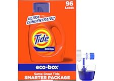 Tide Laundry Detergent Liquid Soap Eco-Box, Ultra Concentrated High Efficiency (He), Original Scent, 96 Loads