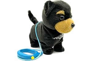 YH YUHUNG Walking and Barking Toy Dog with Remote Control Leash Puppy Interactive Stuffed Animated Dog Toys for Kids Gift(Black)