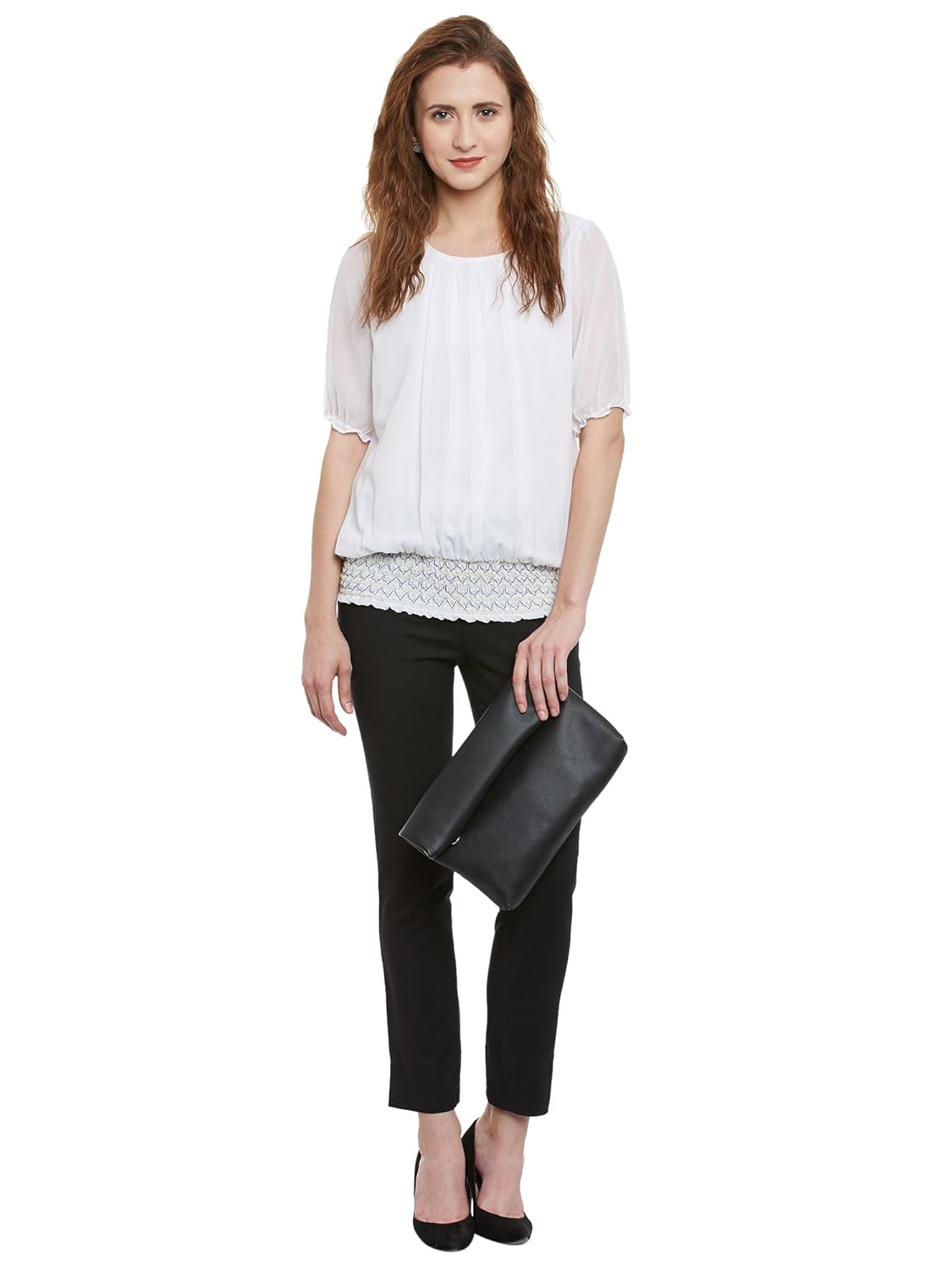 eyelet poly georgette regular tops