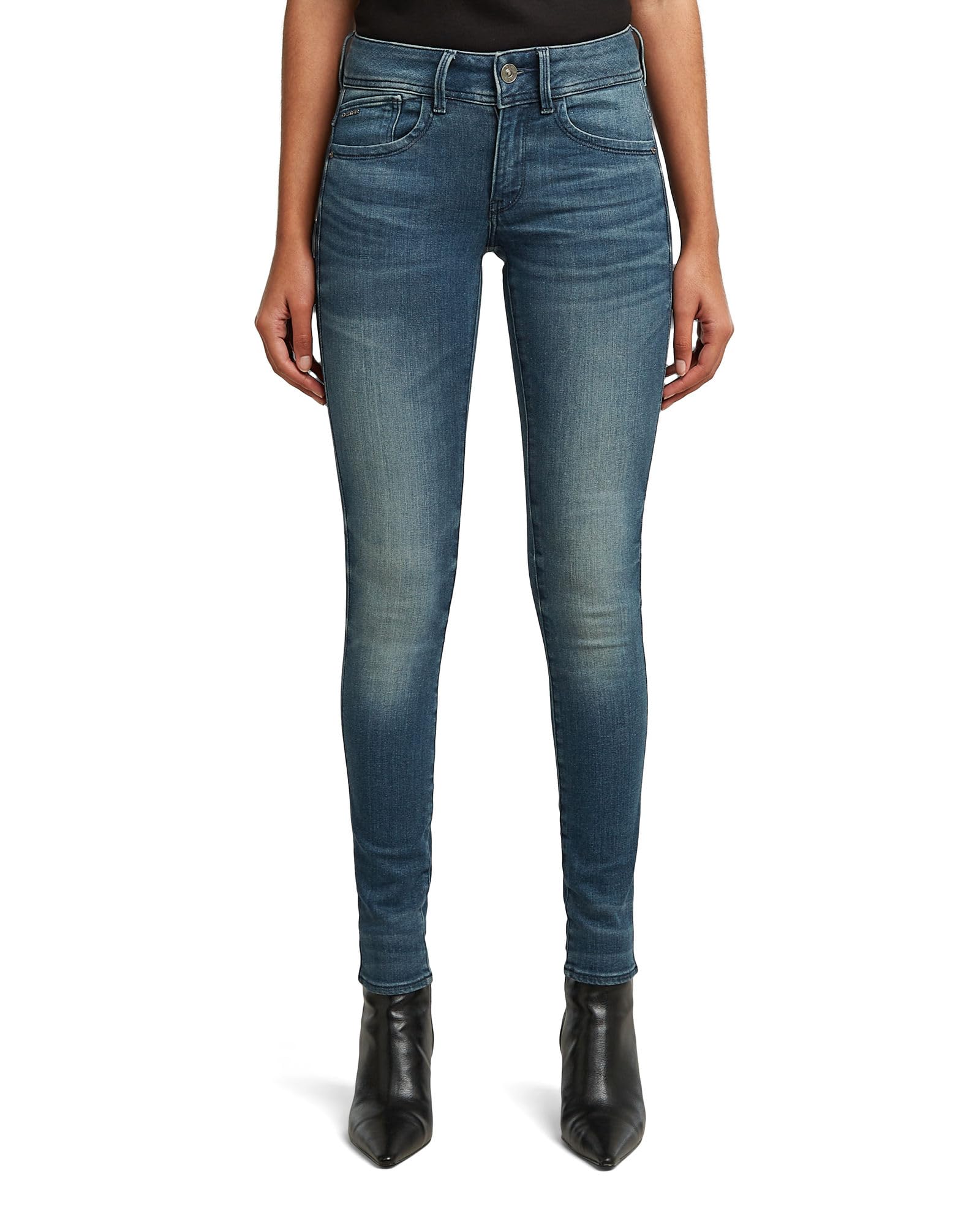 G-STAR Women's Lynn Mid Waist Skinny Jeans Jeans, Blue (Medium Aged 60885-6550-071), 24W / 32L